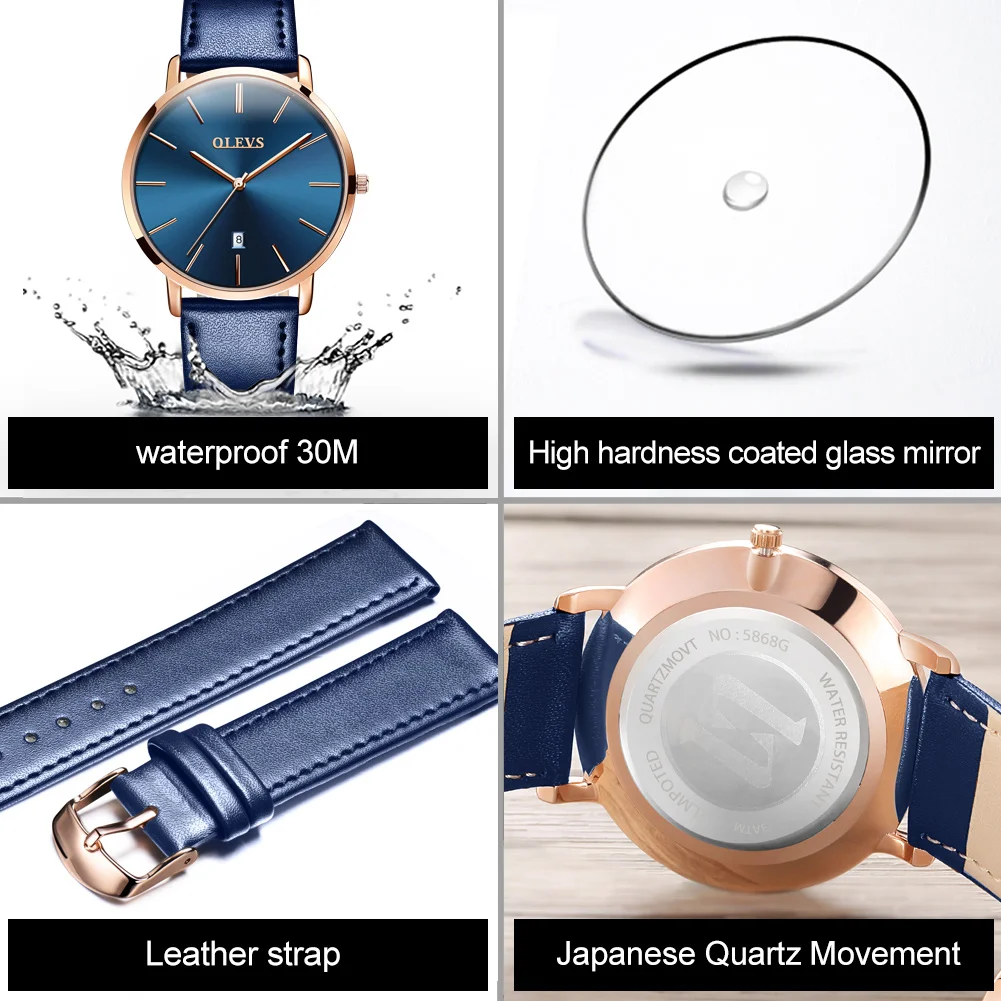 OLEVS Men's Watches Top Brand Luxury Waterproof Ultra Thin Date Clock Male Steel Strap Classic Quartz Watch Men Business Watches 6
