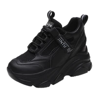 Brand 2022 Spring Breathable Mesh Sneakers Hidden Increasing Sport Shoes Woman Wedge Casual Chunky Shoes High Platform Shoes 9CM 2