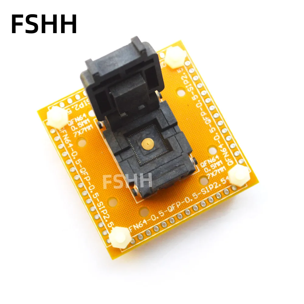 Qfn64 Adapter Test Socket Wson64 Dfn64 Mlf64 Programmer Adapter Pitch=0.5mm Size=9x9mm Demo