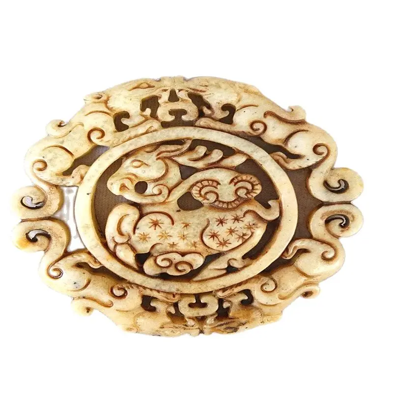 The Old Jade Jade Carved Antique Sheep Pendant High Jade Brand