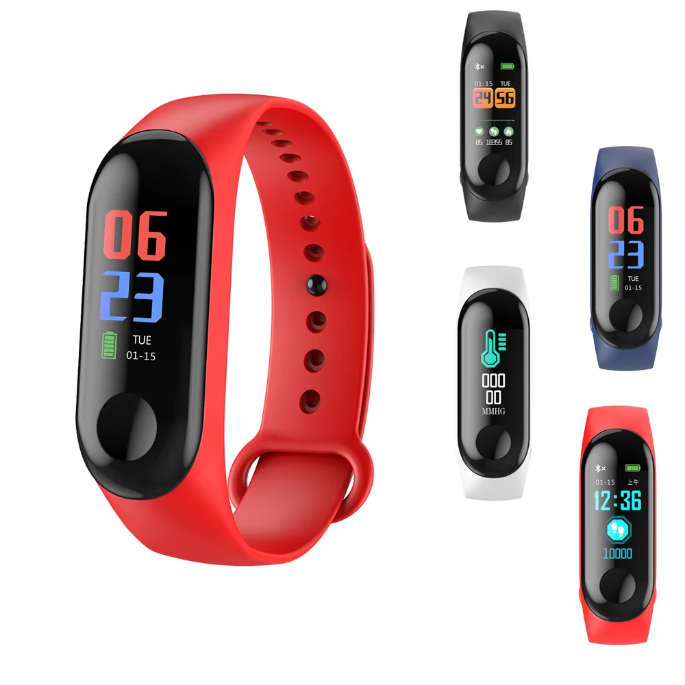 

M3 Smart Bracelet Color Screen Heart Rate Blood Pressure Monitoring Fitness Tracker and Vibration Reminder Bluetooth Smart Watch