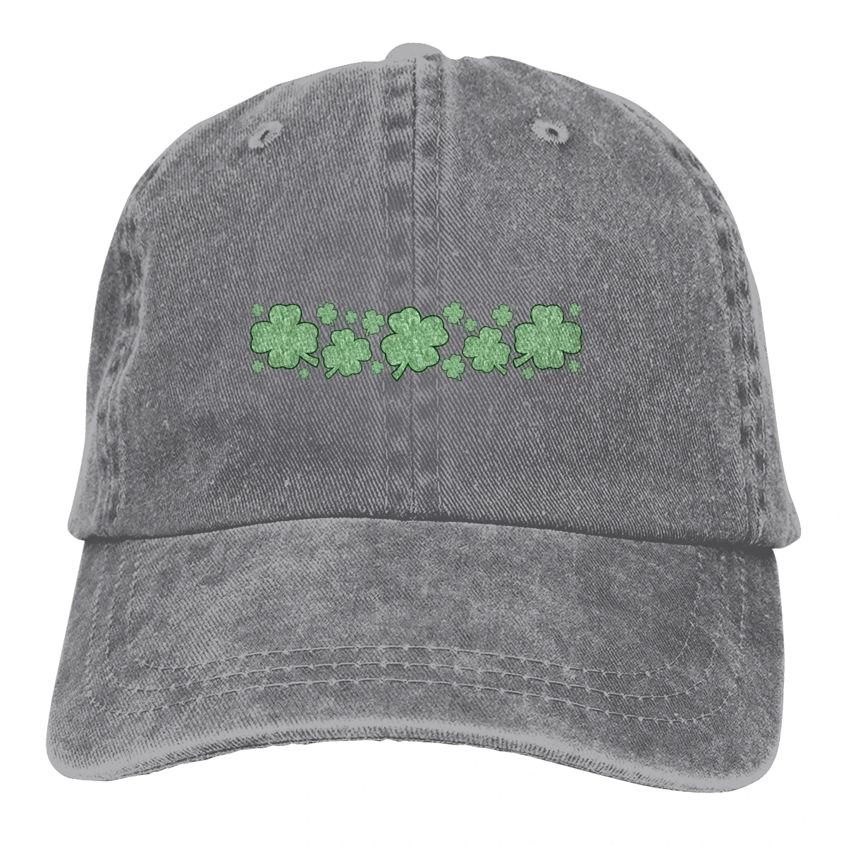 

Border Shamrock Clover Four Leaf Four Leaf Clover Washed Cotton Pure Color Light Board Men's Baseball Cap Stitching Dad Hat