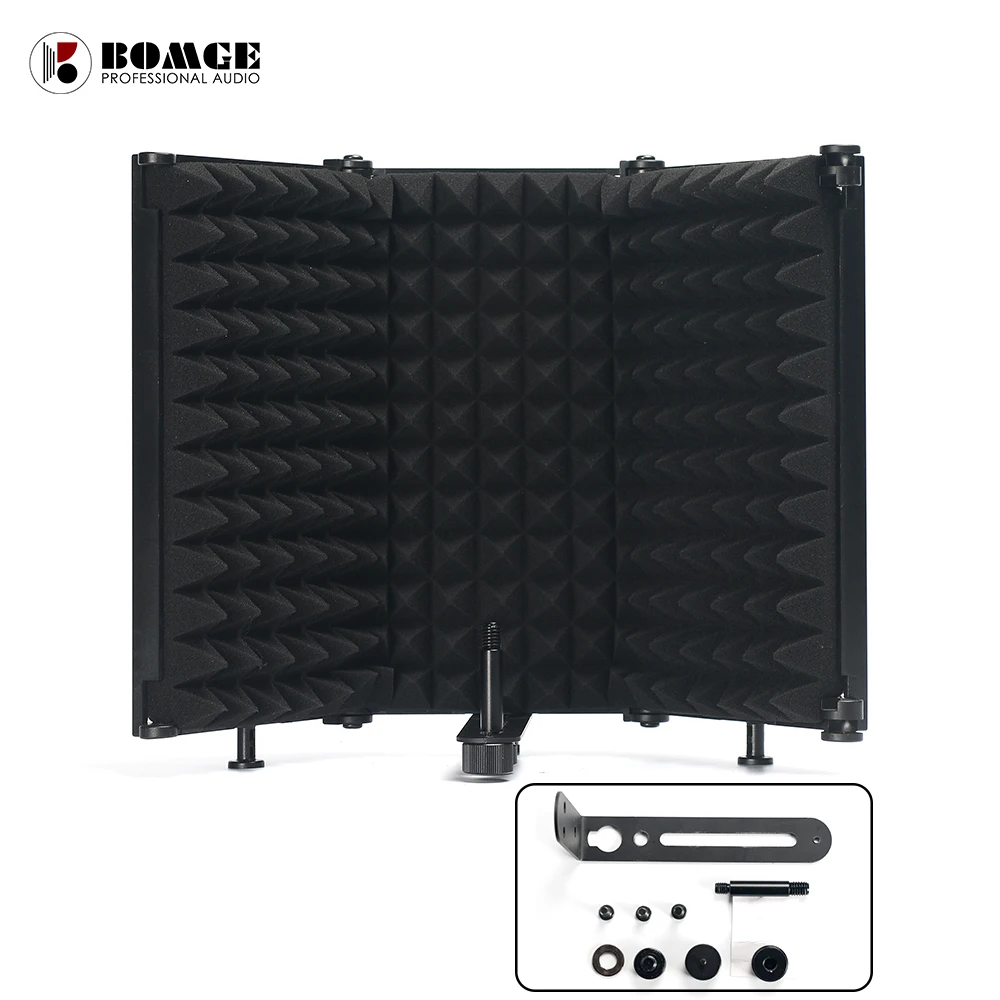 

BOMGE 3 / 5 Panels Microphone Mic Isolation Shield Cover Wind Screen Pop Filter Foldable For Studio Recording Soundproofing