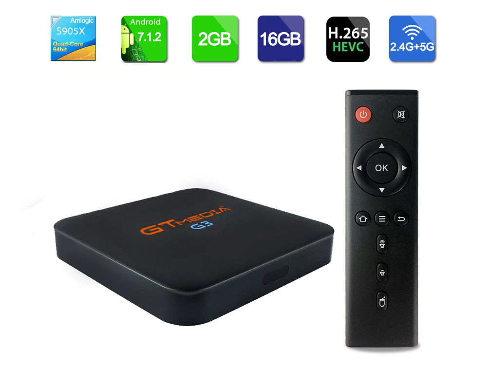GTMEDIA G3 Android tv BOX Android 7,1 Smart tv Box 2 Гб 16 Гб Amlogic S905W четырехъядерный 2,4 ГГц WiFi 4K H.265 IP tv Set top box PK H96