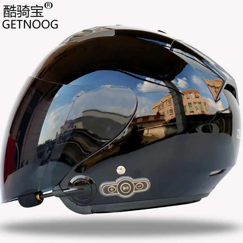 Крутой полный шлем Bluetooth мотоциклетный шлем «умный» шлем 3000mAh съемная подкладка - Цвет: Bright black film