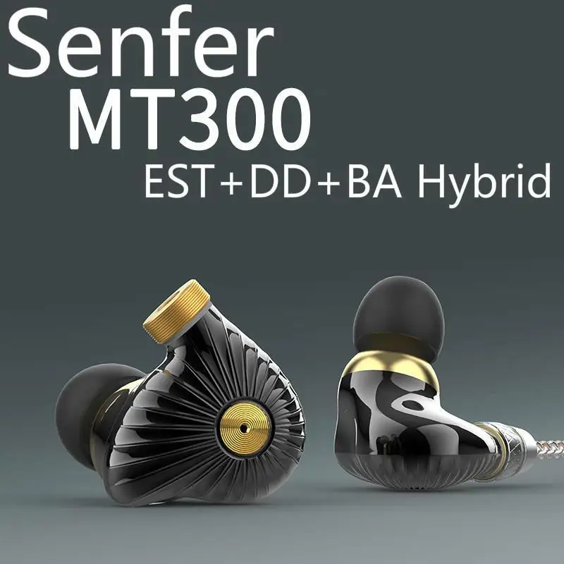 Senfer MT300 TDK EST Knowles Dyanmic EST BA DD Hybrid Hifi Music Monitor DJ Studio CNC Metal MMCX Audiophile Earphones Earbuds