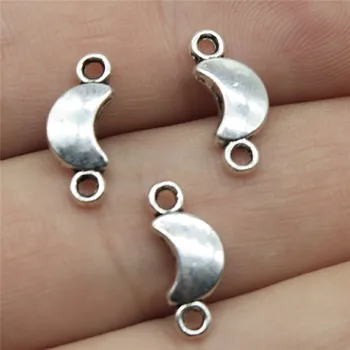 

WYSIWYG 60pcs 15x6mm Moon Charm Pendants For Jewelry Making Antique Silver Color Crescent Moon Connector Charm