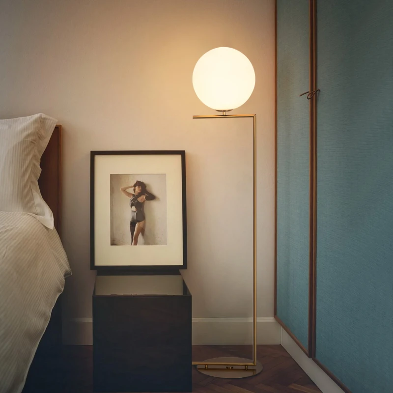 

Europe Floor Lamp Modern Concise A Living Room Study Sofa Bedroom Bedside Ins Minimalist Originality Glass Sphere Floorlamp