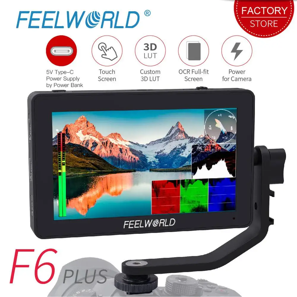 Feelworld F6 Plus 5.5 Inch 3d Lut Touch Screen 4k Hdmi Dslr Camera Field  Monitor Full Hd 1920x1080 Ips Vector Scopes Waveform - Monitor - AliExpress