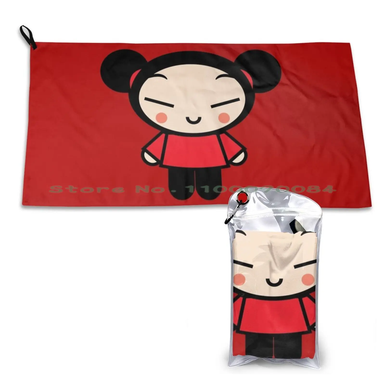 Cute Pucca Quick Dry Towel Gym Sports Bath Portable Idea Heartbeat Cycling Training Athletes Frequency Running Swimming