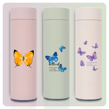 

450ml Cute Butterfly 304 Stainless Steel Tumbler Insulated Water Bottle Portable Vacuum Flask for Travel Cup Colorful Coffee Mug