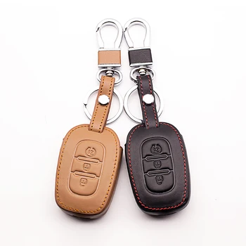 

100% leather car key case car-covers For Renault Duster Sandero Captur Logan Clio Laguna Scenic 2016 2017 car keys accessories
