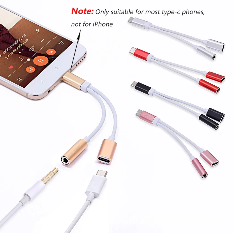 radom color 1pc Тип C до 3,5 мм 2 In1 USB разъем аудио Разветвитель USB C наушники кабель, адаптер для зарядки USB-C до 3,5 на обоих концах для подключения внешних устройств к автомагнитоле для смартфона - Цвет: radom color 1pc