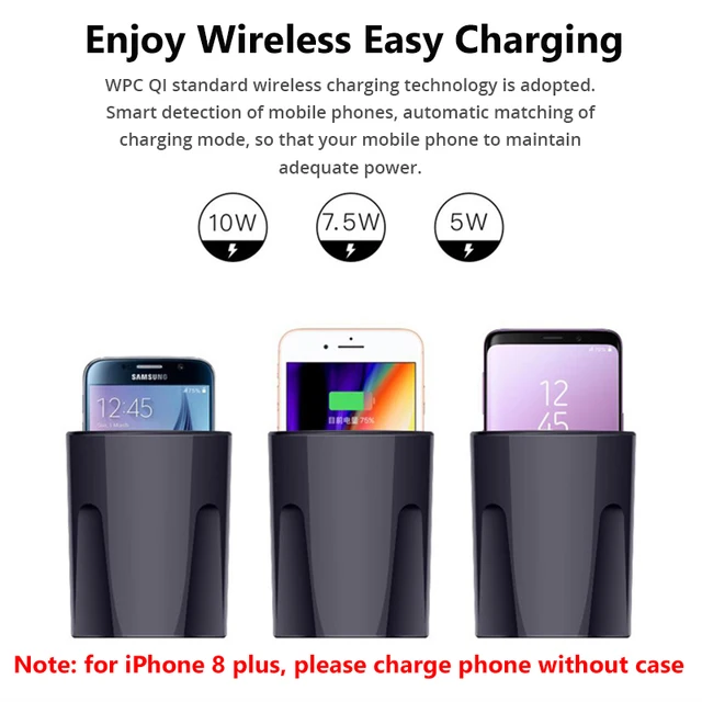10W Fast Wireless Charger Car Charger Cup for iPhone 11 Pro XS XR X 8 SAMSUNG