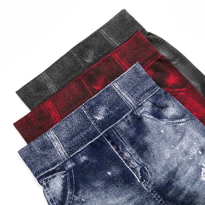 Women Imitation Jeans Leggings Slim Elastic Pencil Pants Casual Tights 2019 New Items for Autumn Fashion Hole Vintage Denim Pant
