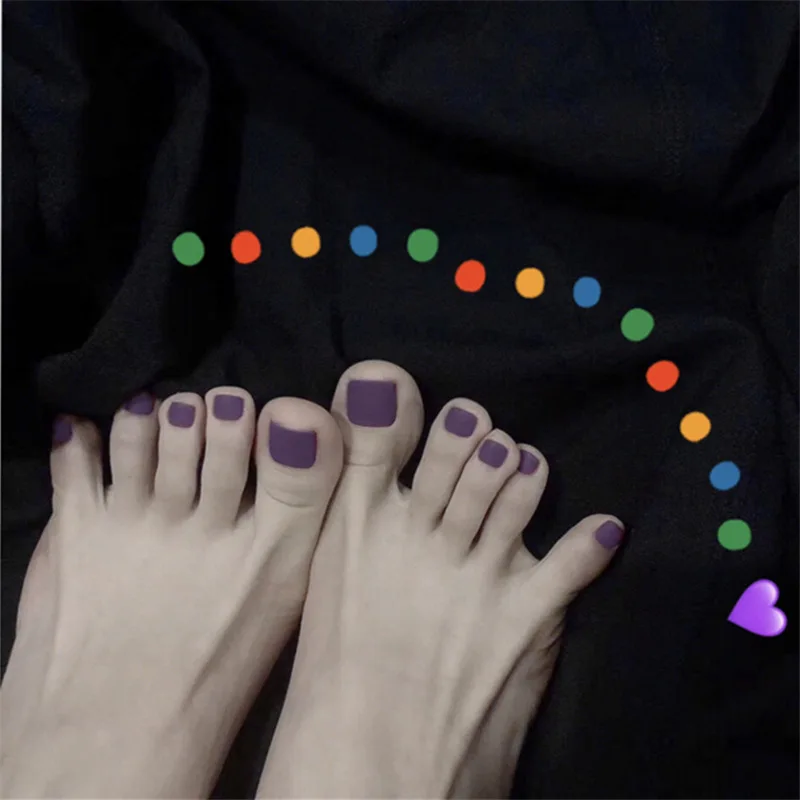 

Deep Purple Matte Scrub Nails 24pcs Square Head Short Paragraph Manicure Accessorie Summer Bride's Fake Toenail Patch Nail Art