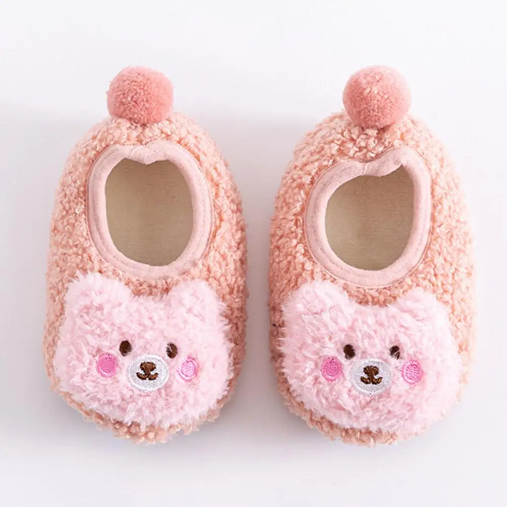 1 Pair Toddler Shoes Excellent Newborn Thickened Crib Shoes Socks Anti-slip Cartoon Pattern Infant Slippers