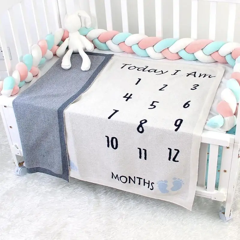 Ежемесячный номер детский Вязанный плед новорожденный фотография фоновая ткань