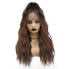 X-TRESS Natural Wave Synthetic Lace Front Wig Medium Length Free Part Lace Wig For Black Women Ombre Brown Soft Natural Hair Wig ► Photo 2/6