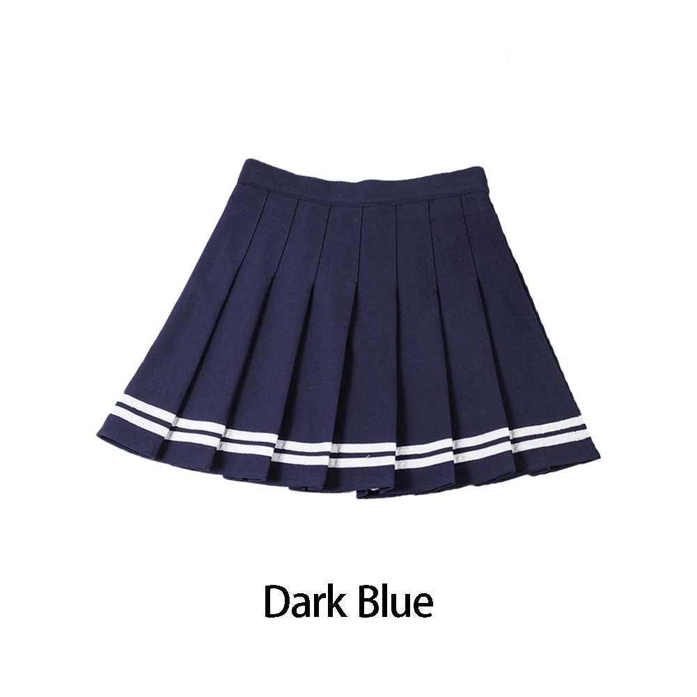 Dark Blue XS-XXL, четыре цвета, высокая талия, трапециевидная Женская юбка, полосатая, прошитая, Матросская, плиссированная юбка, эластичная талия, Милая юбка для танцев для девочек - Цвет: Dark Blue