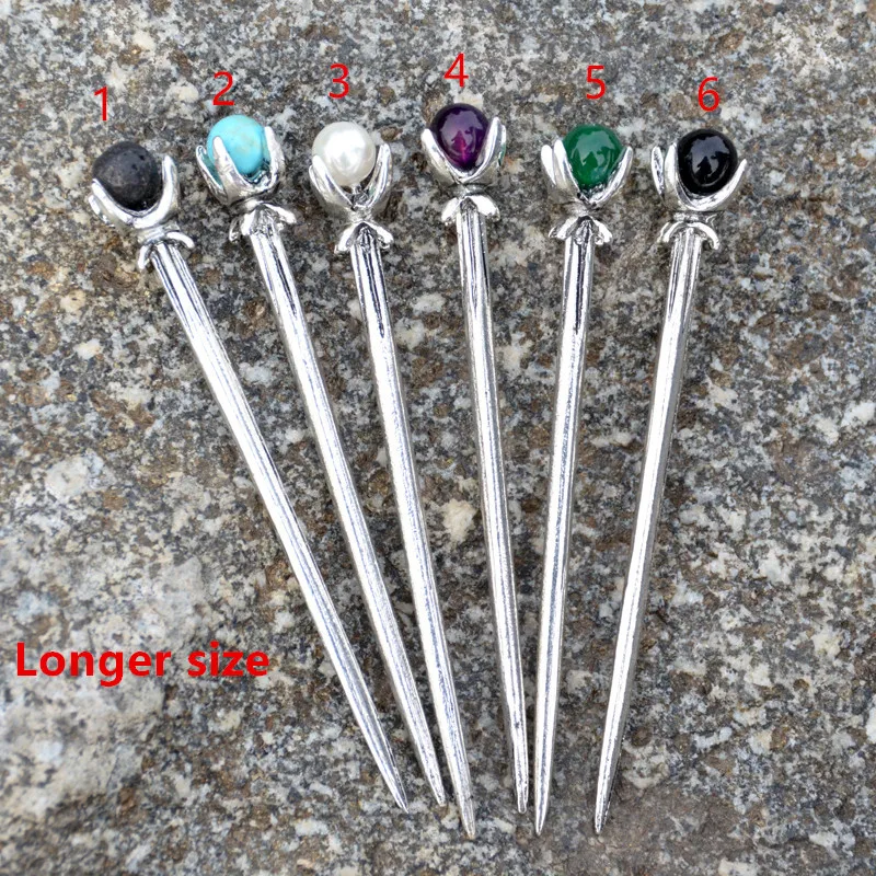 

1pc Retro Multiple Bead Hair Sticks Natural Pearl Lava Obsidian Bead Hair Pins Chinese Style Hair Clip Hair Jewelry For Gift