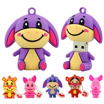 

Cute Winnie Bear Pen Drive Tigger Donkey Usb Flash Drive Animal Pendrive 4GB 8GB 16GB 32GB 64GB Cartoon Pink Pig Memory Stick