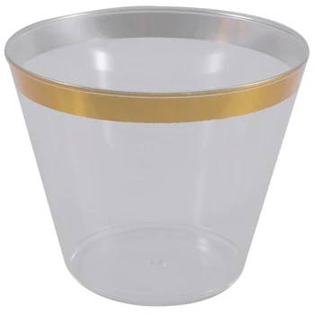 

100PCS Environmentally Friendly and Practical Wedding Party Gold Bronzing Plastic Cup Disposable Gold Plastic Cup