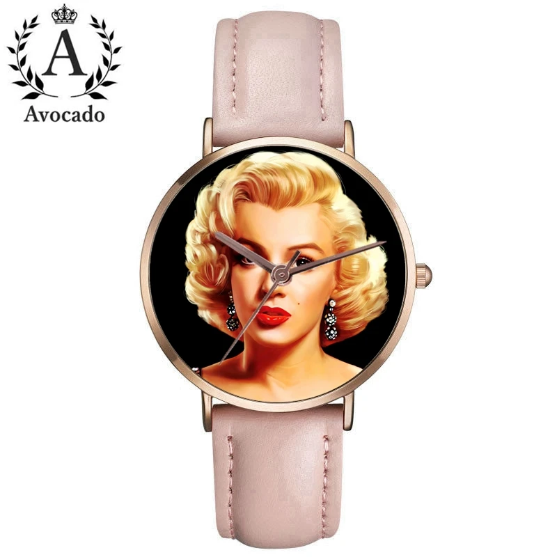 

Marilyn Monroe commemorative gift watch leather Quartz WatchWrist famous movie star