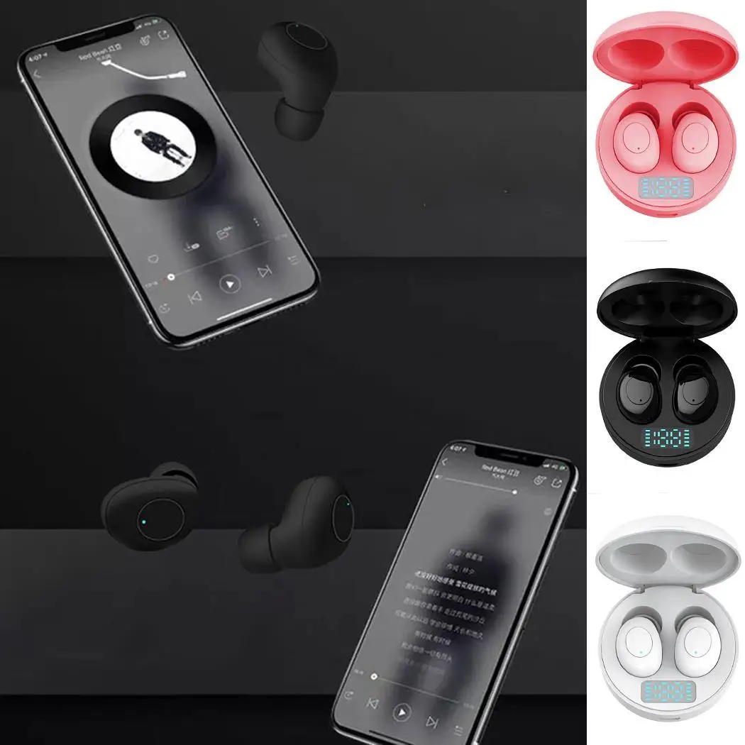 Bluetooth гарнитура, Беспроводные спортивные мини наушники-вкладыши V5.0 с IPX5 цифровым дисплеем да 35 мАч 250 мАч
