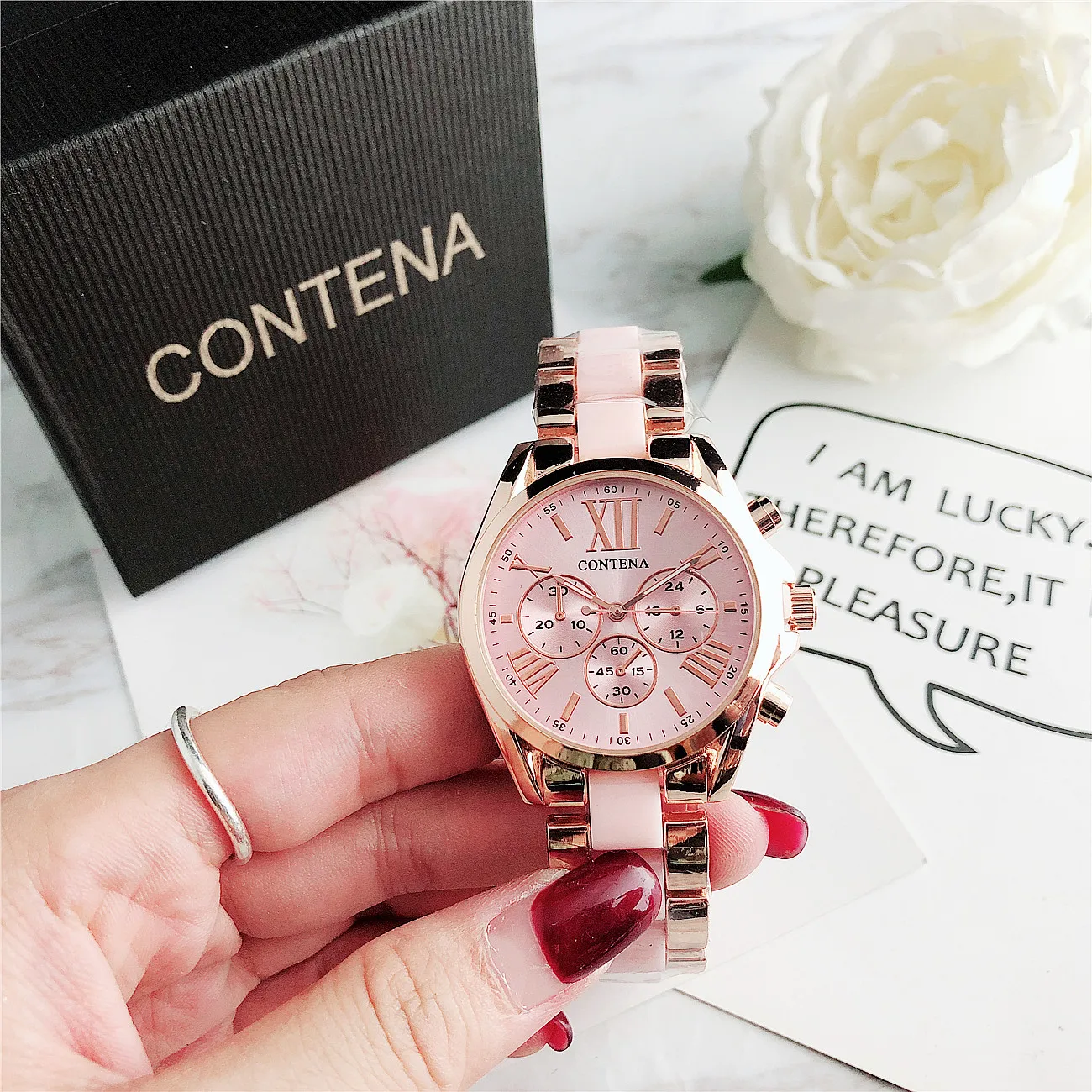 CONTENA Buniness Стразы бренд часы модные роскошные Для женщин кварцевые наручные часы reloj mujer Часы