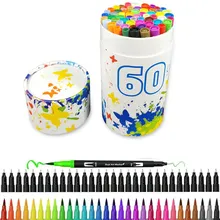 60 цветов, два кончика кисти, маркеры, карандаши, цветные художественные маркеры, ручки для рисования, рисования, акварельные, школьные принадлежности, маркеры