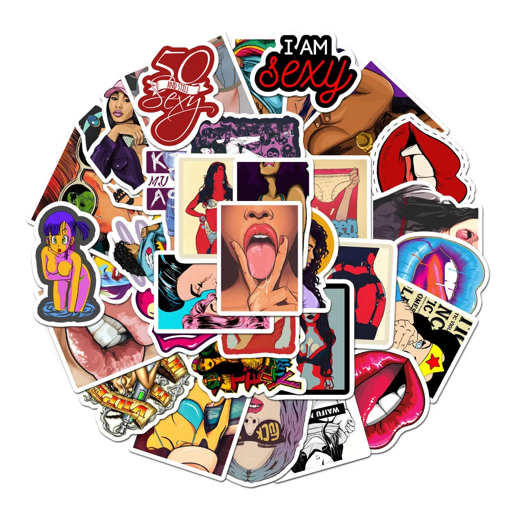 50 PCS Sexy girls Erotic Sticker Graffiti Stickers For DIY Luggage Phone Laptop Graffiti Stickers Vinly Waterproof DIY Decals