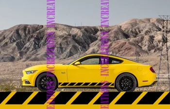 

For 1Set/2pcs Ford Mustang Simple Racing Side Stripes Decals Gt Shelby Convertible Stickers Car styling