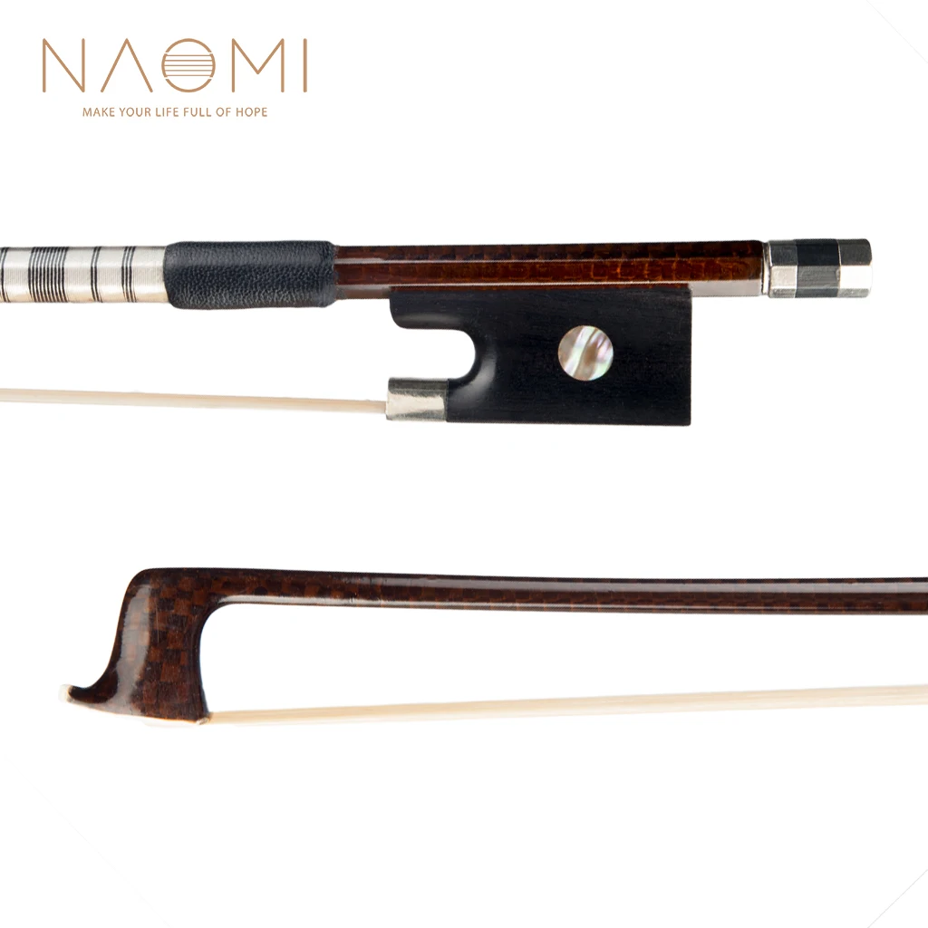 

NAOMI Advanced 4/4 Violin/Fiddle Bow Grid Carbon Fiber Bow White Mongolia Horsehair Sheepskin Grip Ebony Frog Durable Use