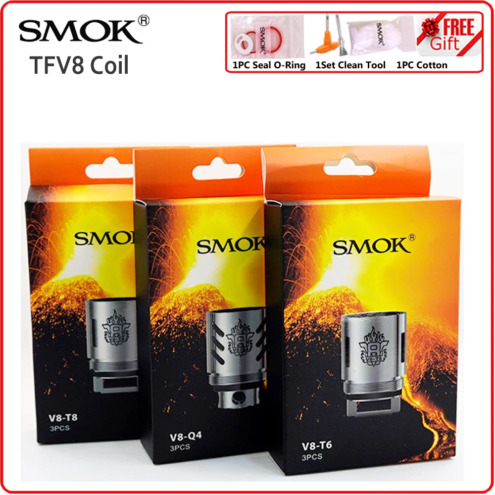 

Original SMOK TFV8 Coil Head X4 T10 V8 T8 T6 Q4 RBA Electronic Cigarette Core Resistance For V8 Cloud Beast Vaporizer Atomizer