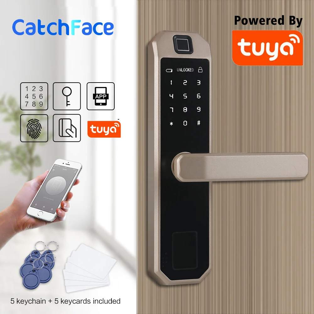  Electronic Bluetooth Fingerprint Door Lock CodeCard Key Touch Screen Digital Password Lock WIFI Sma - 32860751645