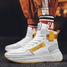 Осенняя модная мужская повседневная обувь с высоким берцем; ботильоны в стиле хип-хоп; мужские кроссовки на платформе; zapatos hombre