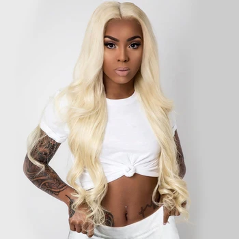 

Blonde Lace Front Human Hair Wigs Body wave Colored 613 Human Hair Wigs For Black Women Inch Pre plucked Lace Front Wig full
