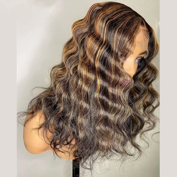 

BIB 150 Ombre Color Deep Wave Curly Wig 13x4 Lace Front Human Hair Wigs Highlight Brown 1B/30 Brazilian Remy Wig For Black Women