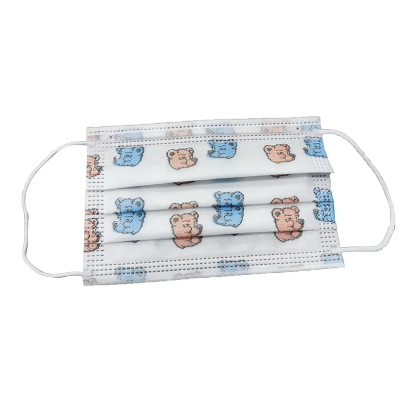 

50 Pieces of Disposable Protective Masks 3 Layers Cartoon Animal Pattern Dustproof and Anti-Smog Mask