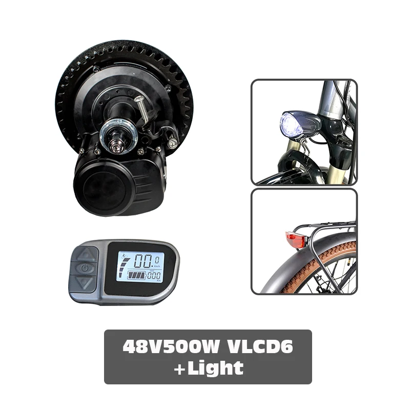 Tongsheng TSDZ-2 48V 500W VLCD5 крутящий момент Сенсор на центр приводной двигатель для электрического велосипеда комплект с 48V 19.2Ah стеллаж для выставки товаров Батарея - Цвет: 500W(VLCD6) Light