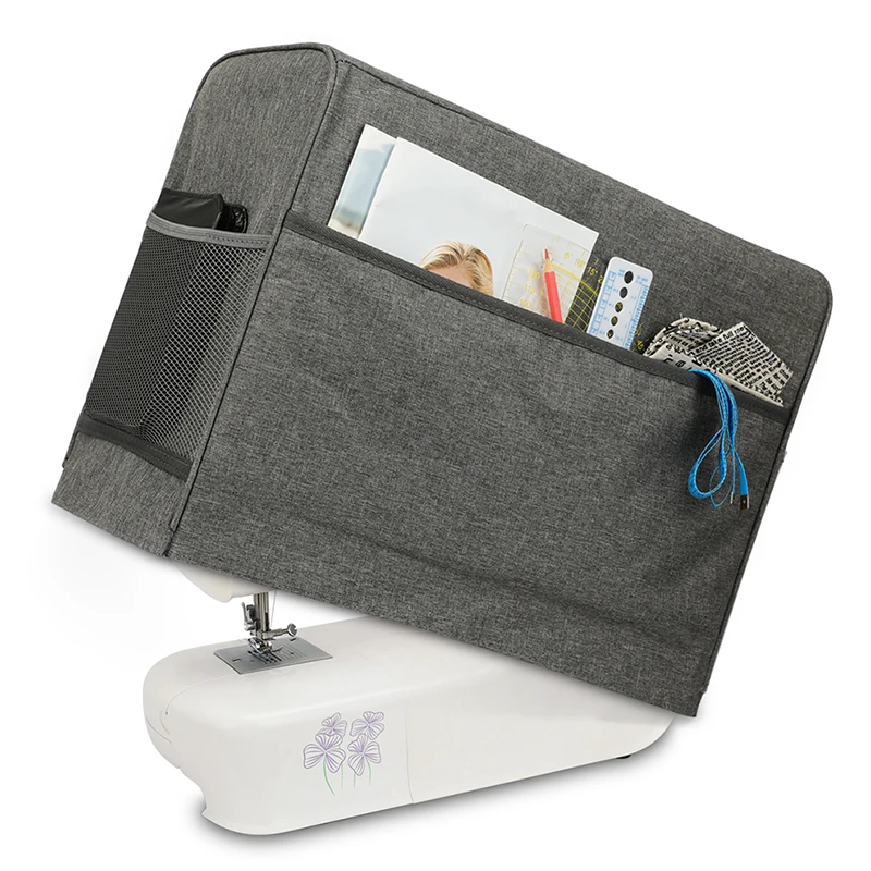Home Sewing Machine Accessories With Pockets Protective Reusable Solid Portable Oxford Cloth Dust Cover Quilted Sun Shade
