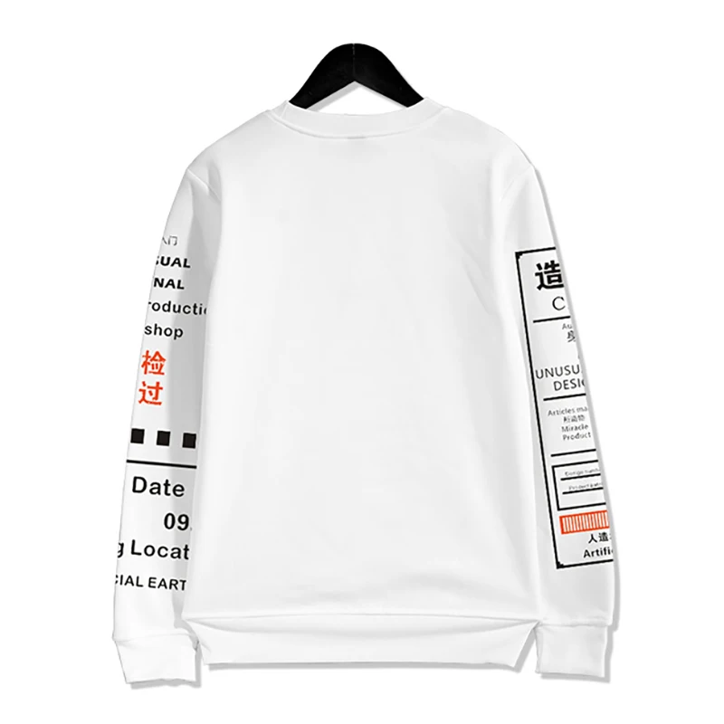 WAWNI письмо 3D толстовка с круглым вырезом на шее, модные забавные в стиле «хип-хоп» графический планшет граффити кандзи Harajuku Толстовка Повседневное спортивная одежда