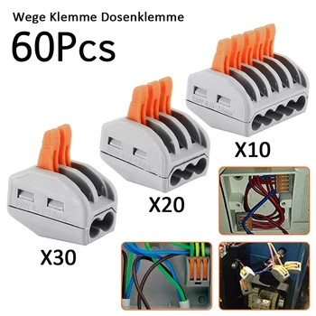 

60X 2 3 5 Pin PCT-212 Terminal Clamp Compact Wire Wiring Universal Compact Cable Wire Wiring Connector Conductor Terminal Block