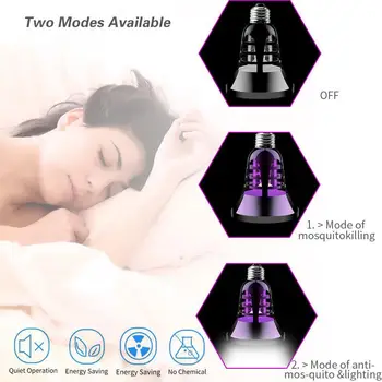 

2in1 Delicate Creative Fashion Mosquito Bulb Mosquito Light Electric Fly Zapper UV Lamp Moths Killer Voiceless Pest Bug
