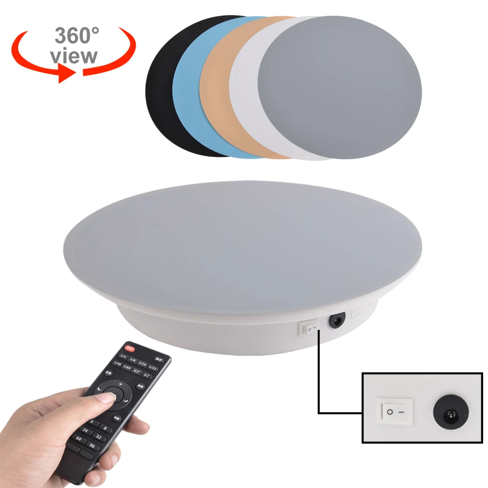 26cm 360 Degree Electric Rotating Photography Rotating Turntable Display Stand for Jewelry Product Display 3D Scan Pan with PVC