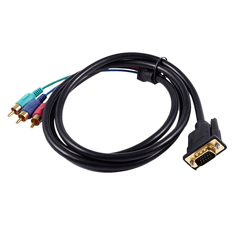 1 5 м 4.9Ft VGA 15 Pin штекер 3 RCA RGB Мужской видео кабель адаптер Черный|Кабели USB| |