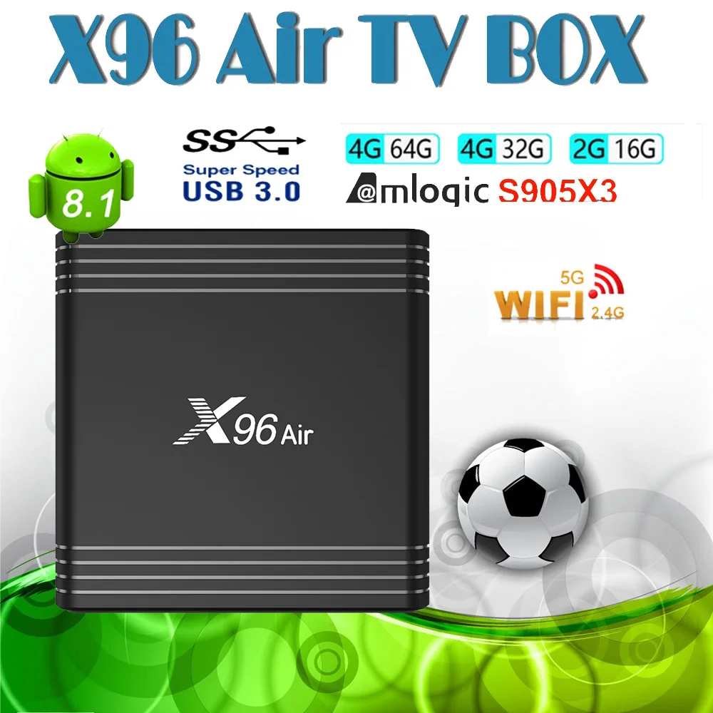 

X96 Air Android 9.0 Smart TV BOX 4GB/64 GB TVBOX Amlogic S905X3 H.265 4K 2.4G 5G WiFi Media Player Set Top Box X 96 Air mini