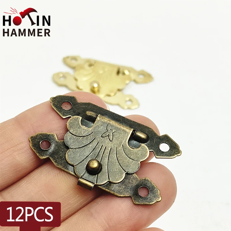 12pcs Flip Latch Antique Bronze Hasp Jewelry Home Finuture Buckle Decorative Wooden Padlock Case Box Lock