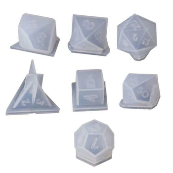 

7 Shapes Dice Square Triangle Dice Mold Dice Digital Game Transparent Silicone Mould Dried Flower Resin Decorative DIY Craft